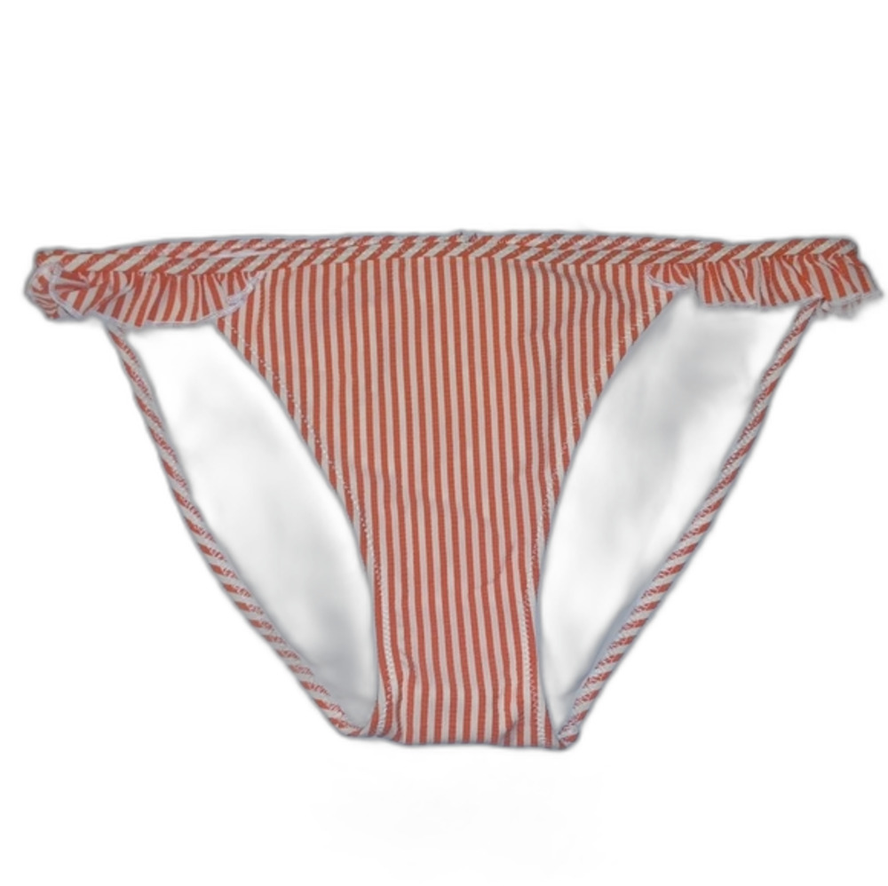 Aerie Medium Orange Striped Ruffled Bikini bottom